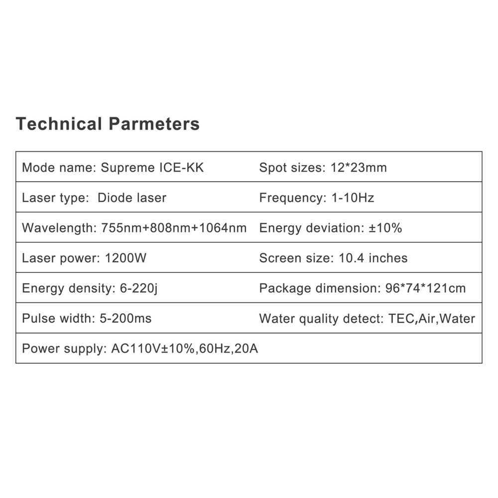 Supreme ICE-KK Diode Laser Hair Removal Machine - Triple Wavelength, High Power, Professional Use